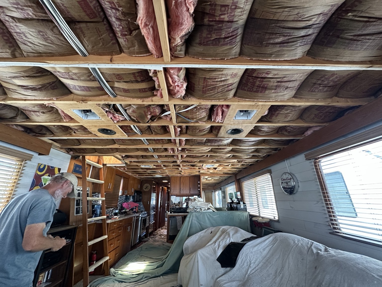 Marine coffered ceiling renovation process — photo 1