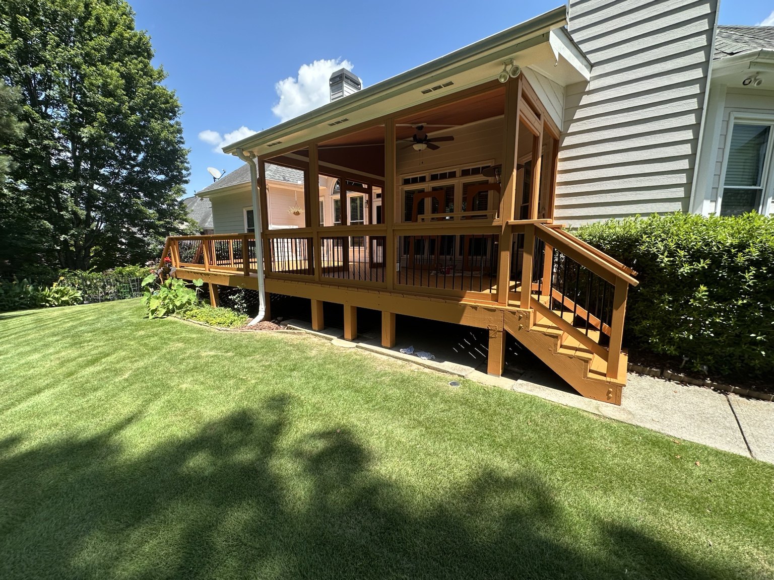Completed deck and screened porch project — view 3